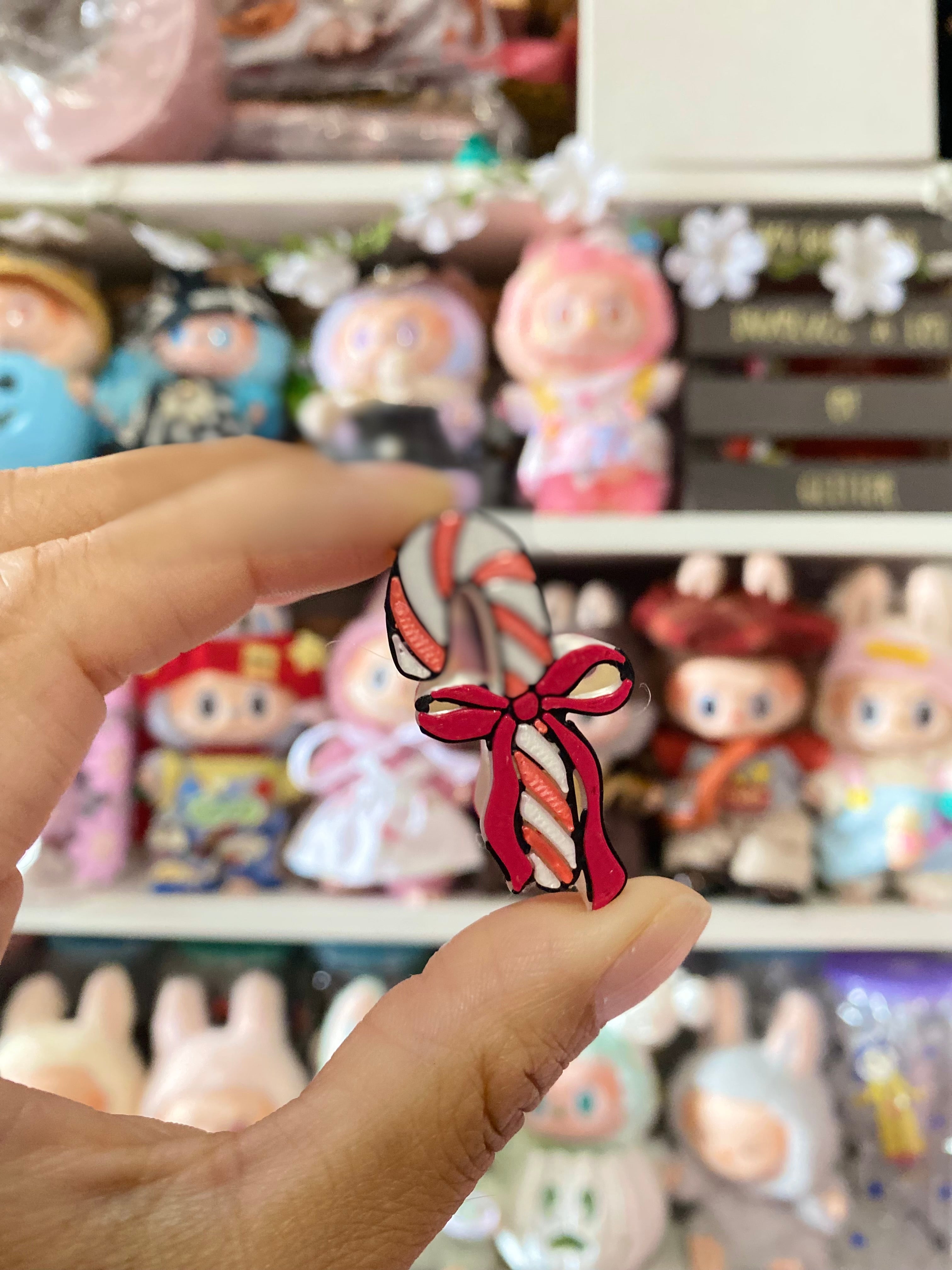 CANDY CANE BOW | 3D STRAW TOPPER | SINGLE