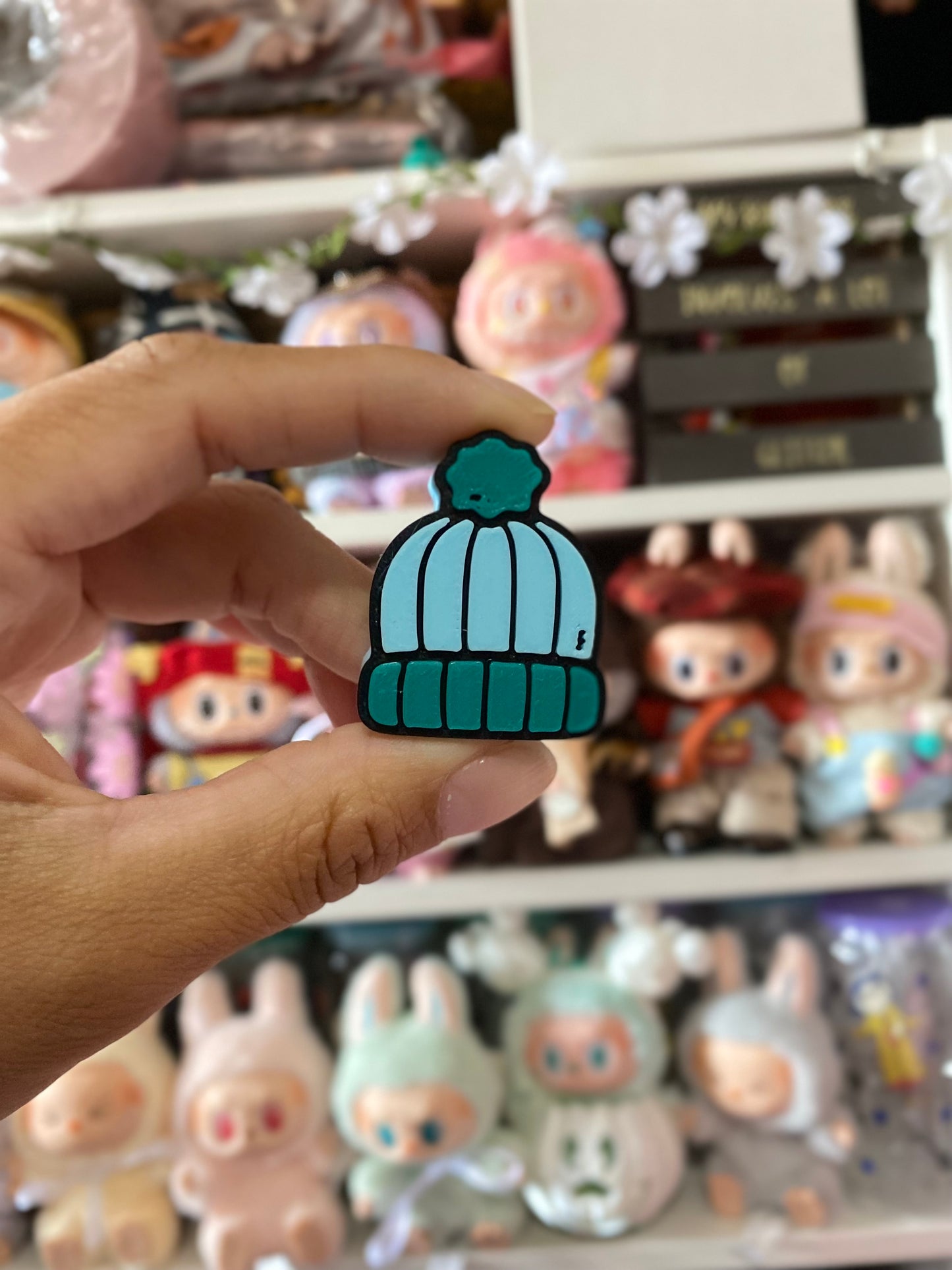 BLUE WINTER HAT | 3D STRAW TOPPER | SINGLE