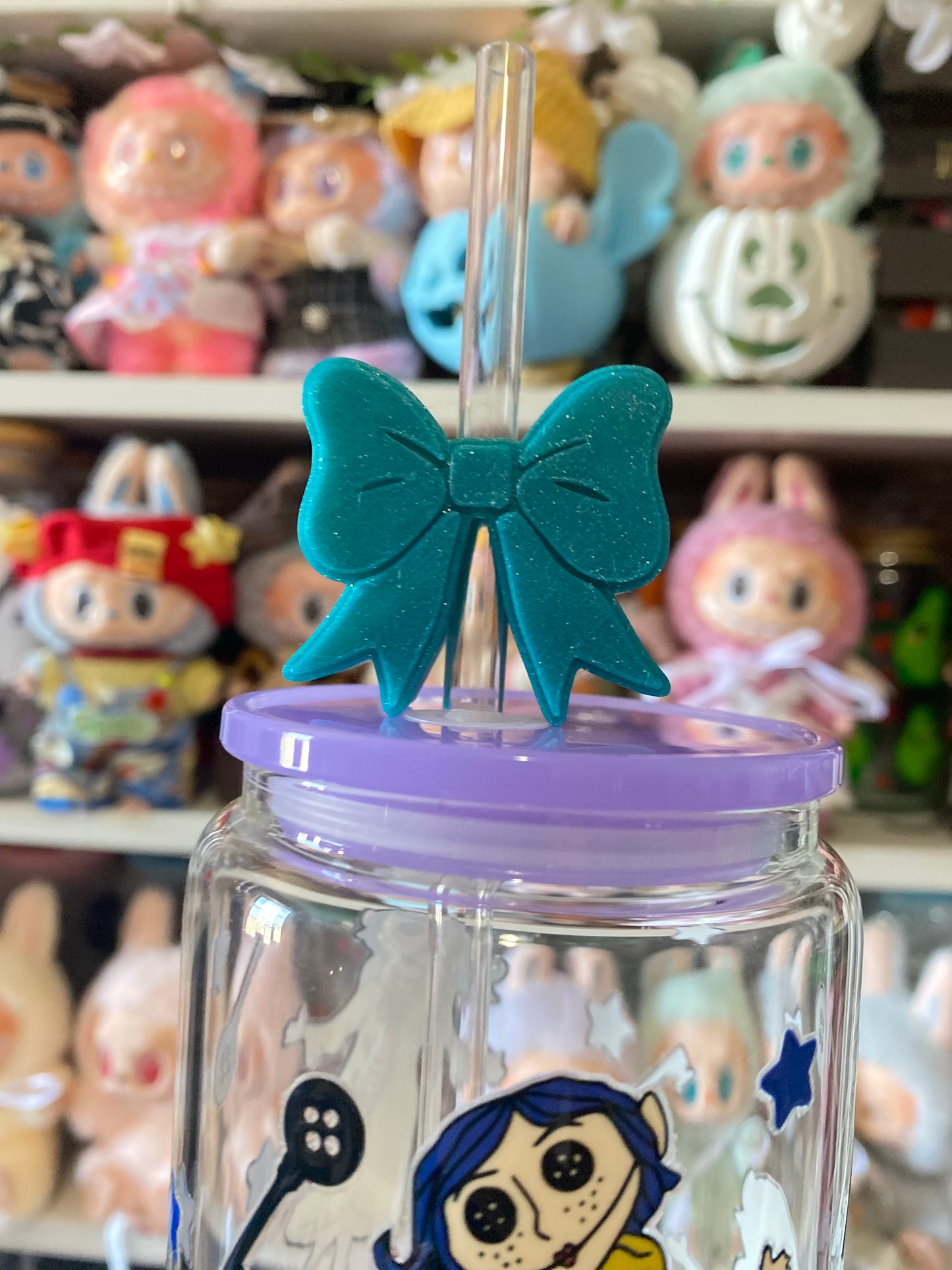 COQUETTE | GLITTER TURQUOISE | 3D STRAW TOPPER | WHOLESALE | SINGLE