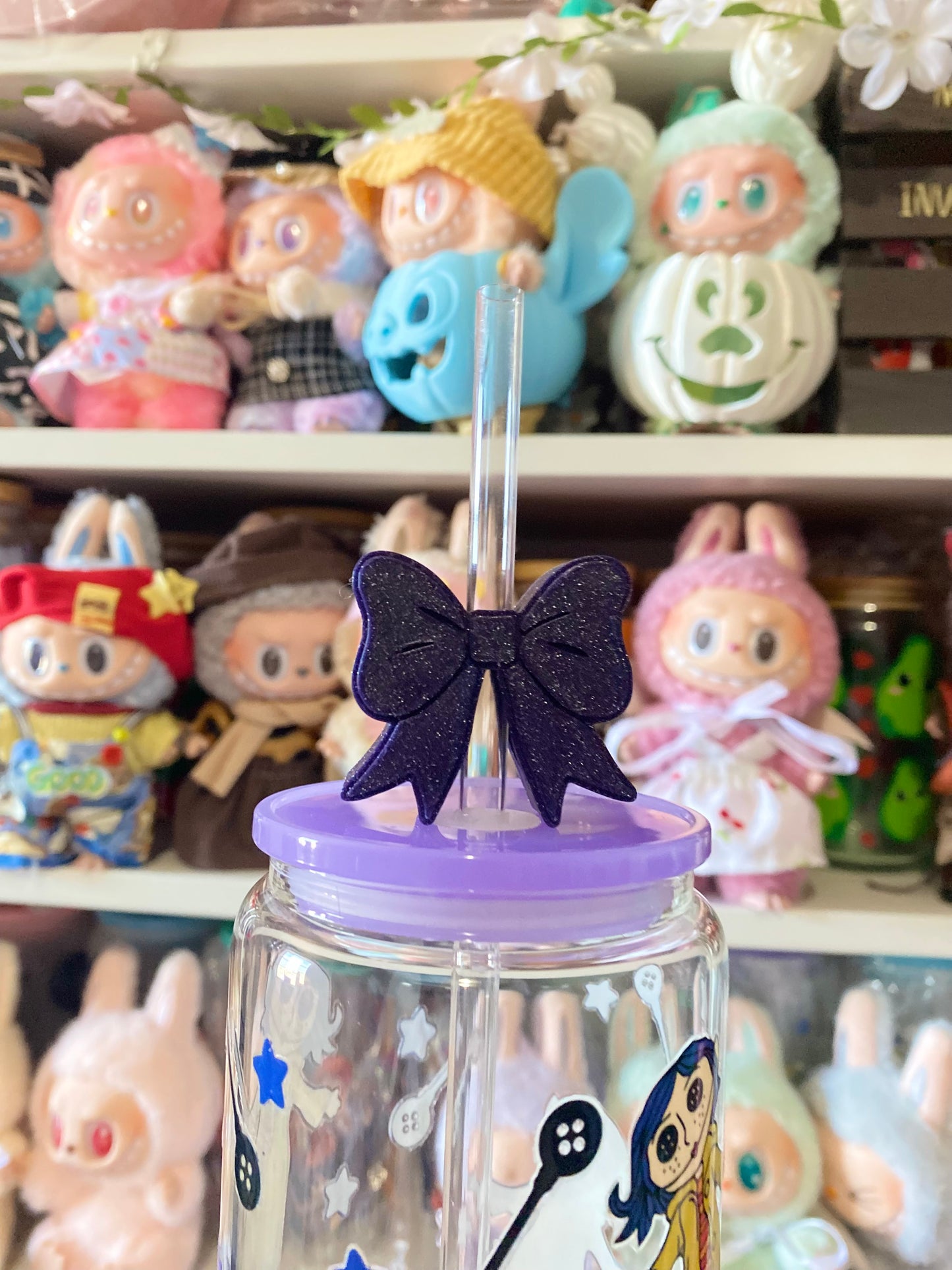 COQUETTE | GLITTER PURPLE | 3D STRAW TOPPER | WHOLESALE | SINGLE